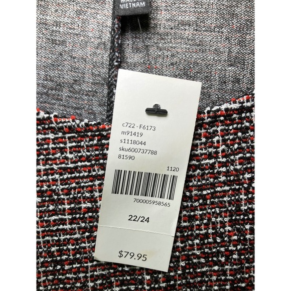 NWT Lane Bryant 22/24 Black White Red Tweed Knit Shift Dress Plus Size - Picture 4 of 7